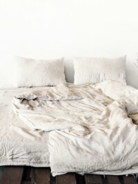 Linen Bedding Set with Ties in Natural Light