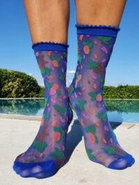 MICOL sheer blue socks for women
