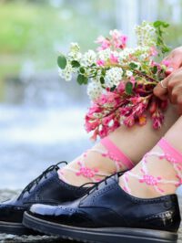 KRISTIN sheer pink socks for women