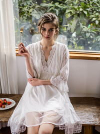 White lace nightgown and robe